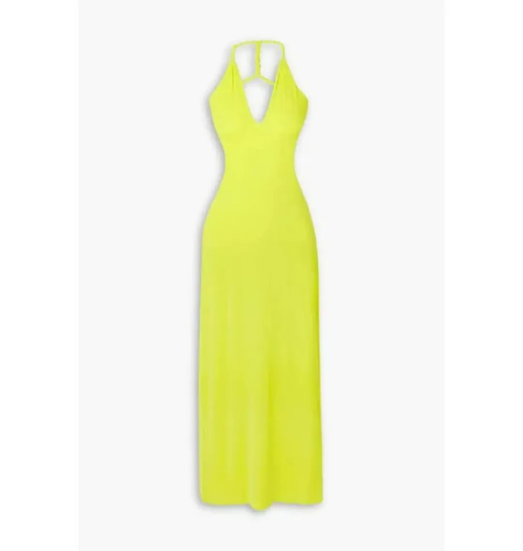 Dion Lee Rope-trimmed Open-back Cady Midi Dress in Yellow Size AU 6 for rent on The Volte - main image