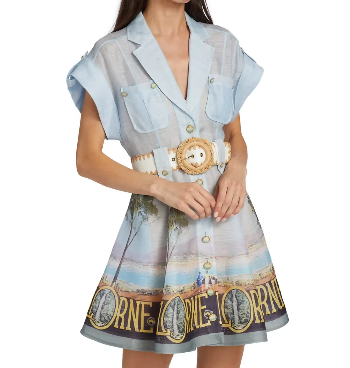 Zimmermann Postcard Shirt Mini Dress Lorne Print Size 2 / AU 12 - Image 2