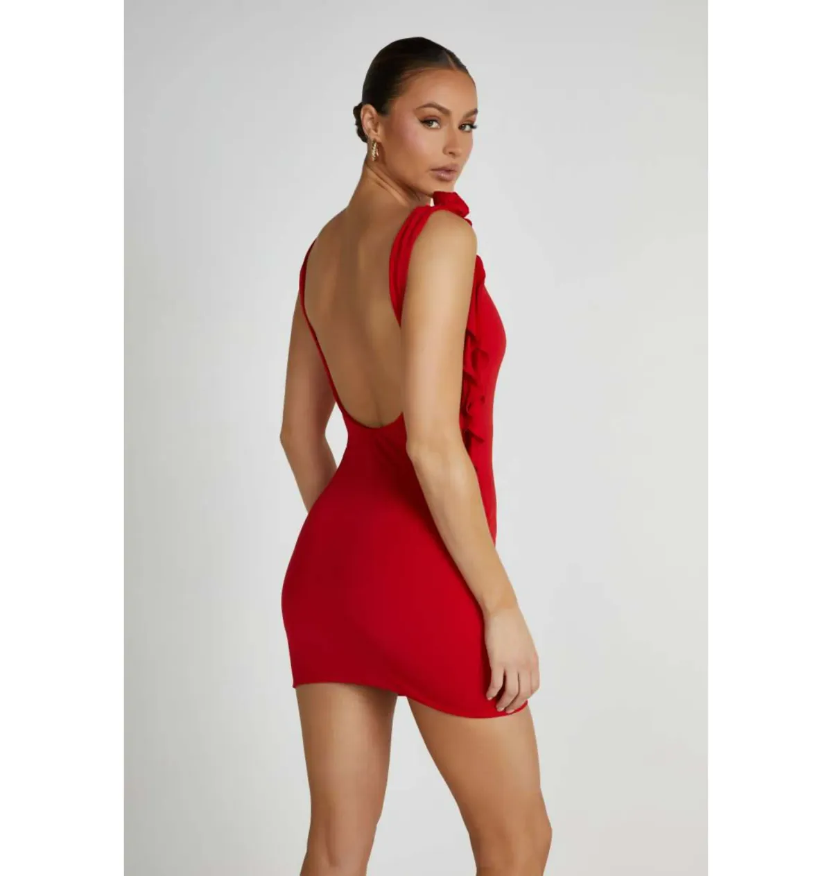 Meshki Bronte Backless Rose Mini Dress in Red Size AU 8 - Image 3