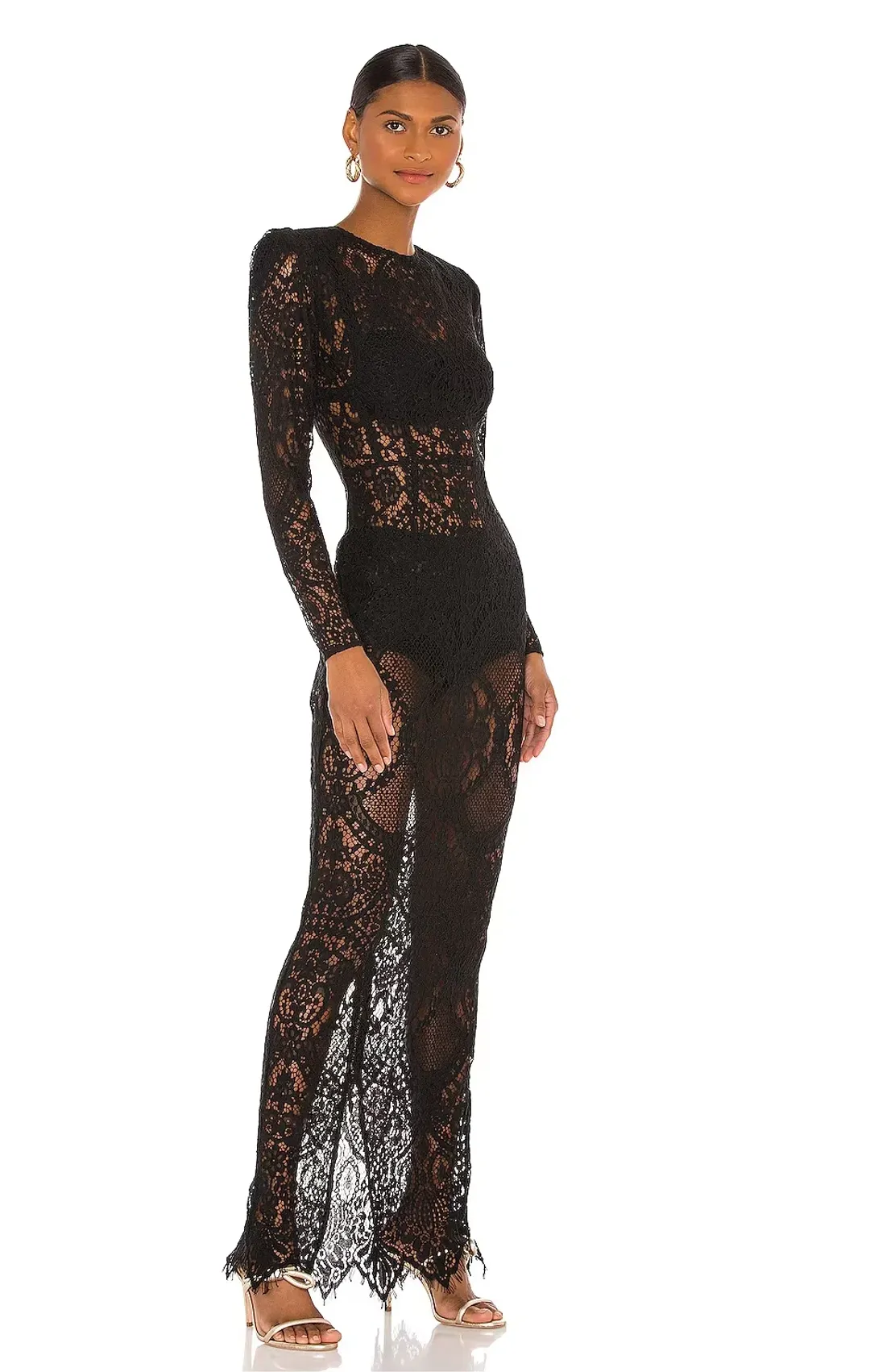 Bronx and Banco Allegra Lace Maxi Dress Black Size 6 for rent on The Volte - main image