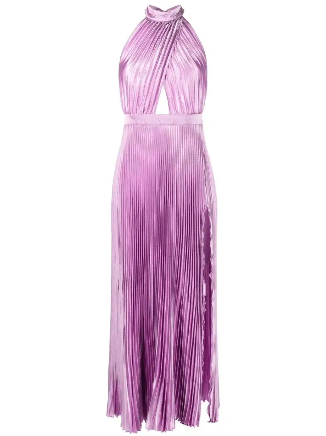 L'Idée Pleated Halterneck Dress Violet Purple Size 8 for rent on The Volte - main image