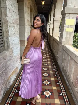 L'Idée Pleated Halterneck Dress Violet Purple Size 8 for rent on The Volte - image 5