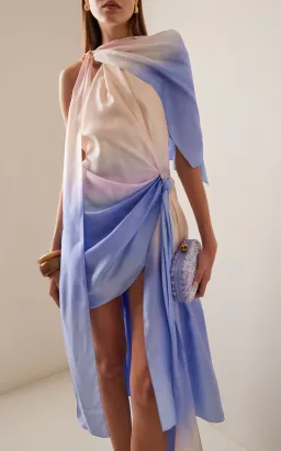 Zimmermann Natura Scarf Mini Dress Blue Fields Size 0P / AU 6 for rent on The Volte - image 2