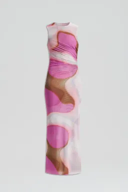 Scanlan Theodore Italian Watercolour Dress Pink Tan Size 6 for rent on The Volte - image 4