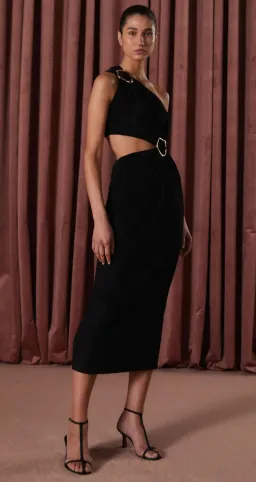 Misha Klara Slinky Jersey Midi Dress Black Size 8 for rent on The Volte - image 2