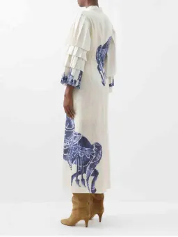 Alemais Rider Pleat Sleeve Midi Dress Cream/Blue Size 14 for rent on The Volte - image 5