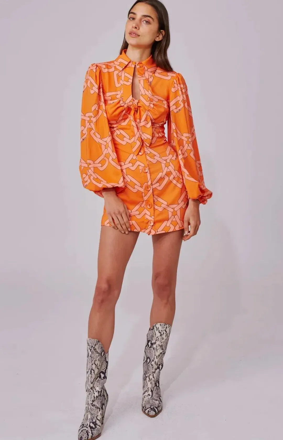 C/MEO Collective Mornings Mini Dress Tangerine Chain Size S / AU 8 for rent on The Volte - main image