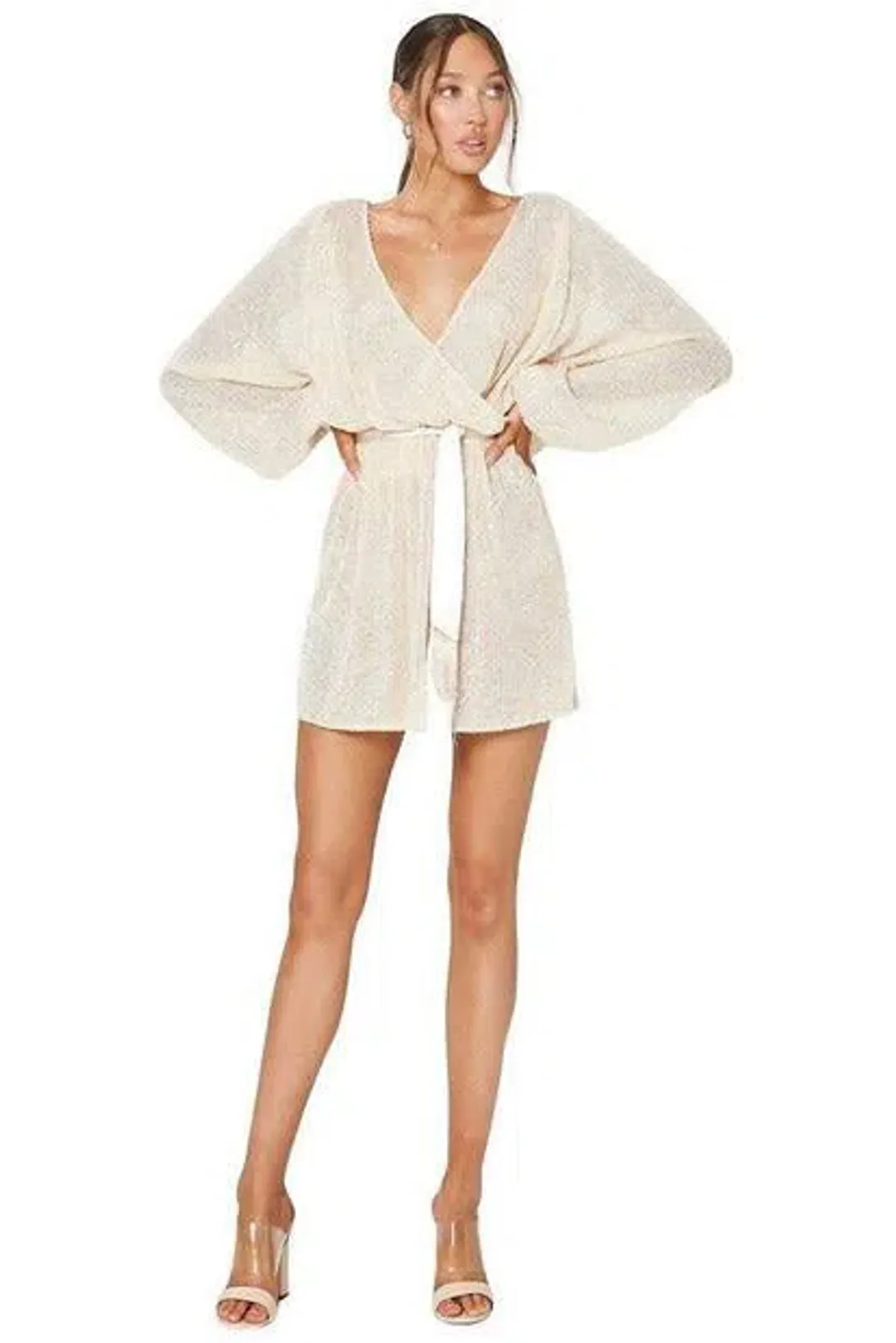 Winona Broadway Short Sequin Dress Pearl Size XS / AU 6 for rent on The Volte - main image