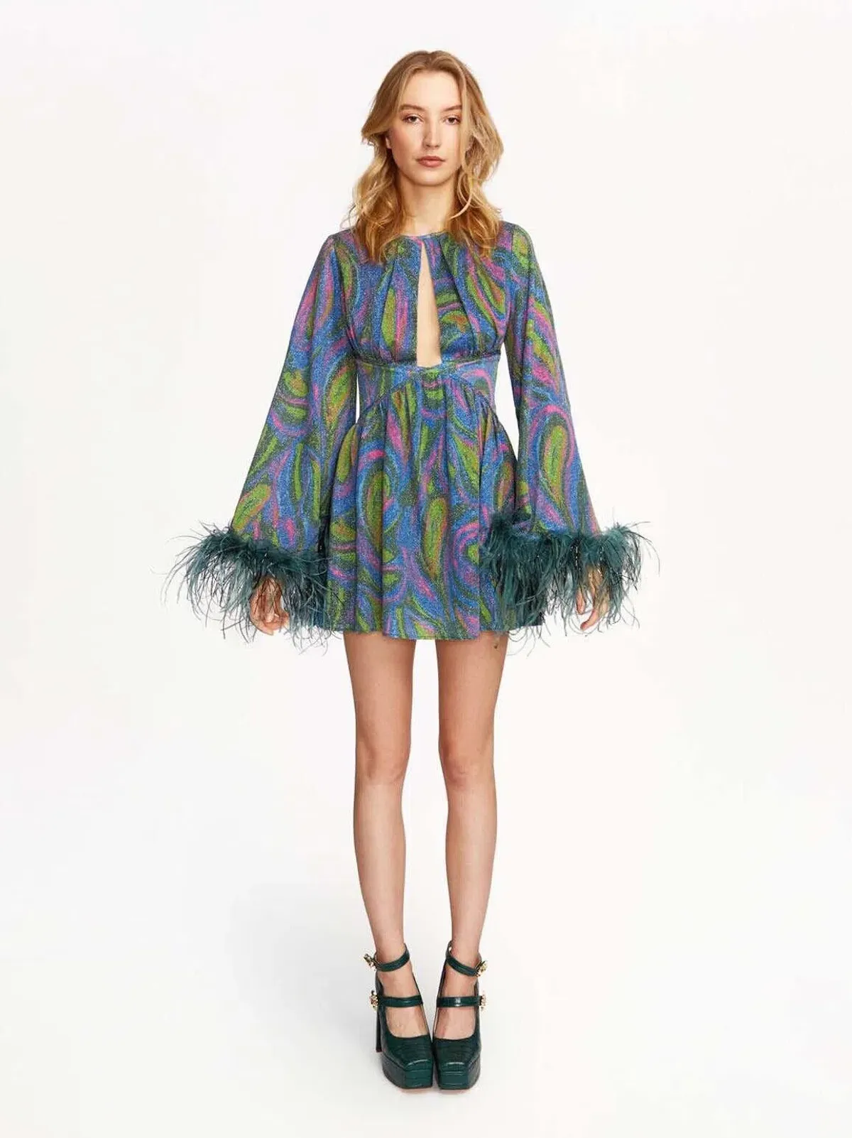 Alice McCall Swan Lake Feather Mini Dress in Clover Size 6 - Image 1