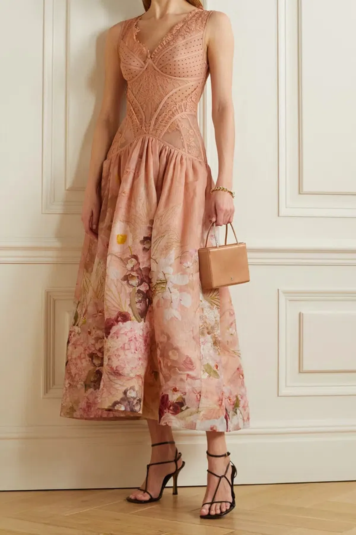 Zimmermann The Dancer Sleeveless Lace Midi Dress Blush Garden Floral Size 1 / AU 10 - Image 2