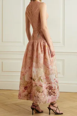 Zimmermann The Dancer Sleeveless Lace Midi Dress Blush Garden Floral Size 1 / AU 10 for rent on The Volte - image 3