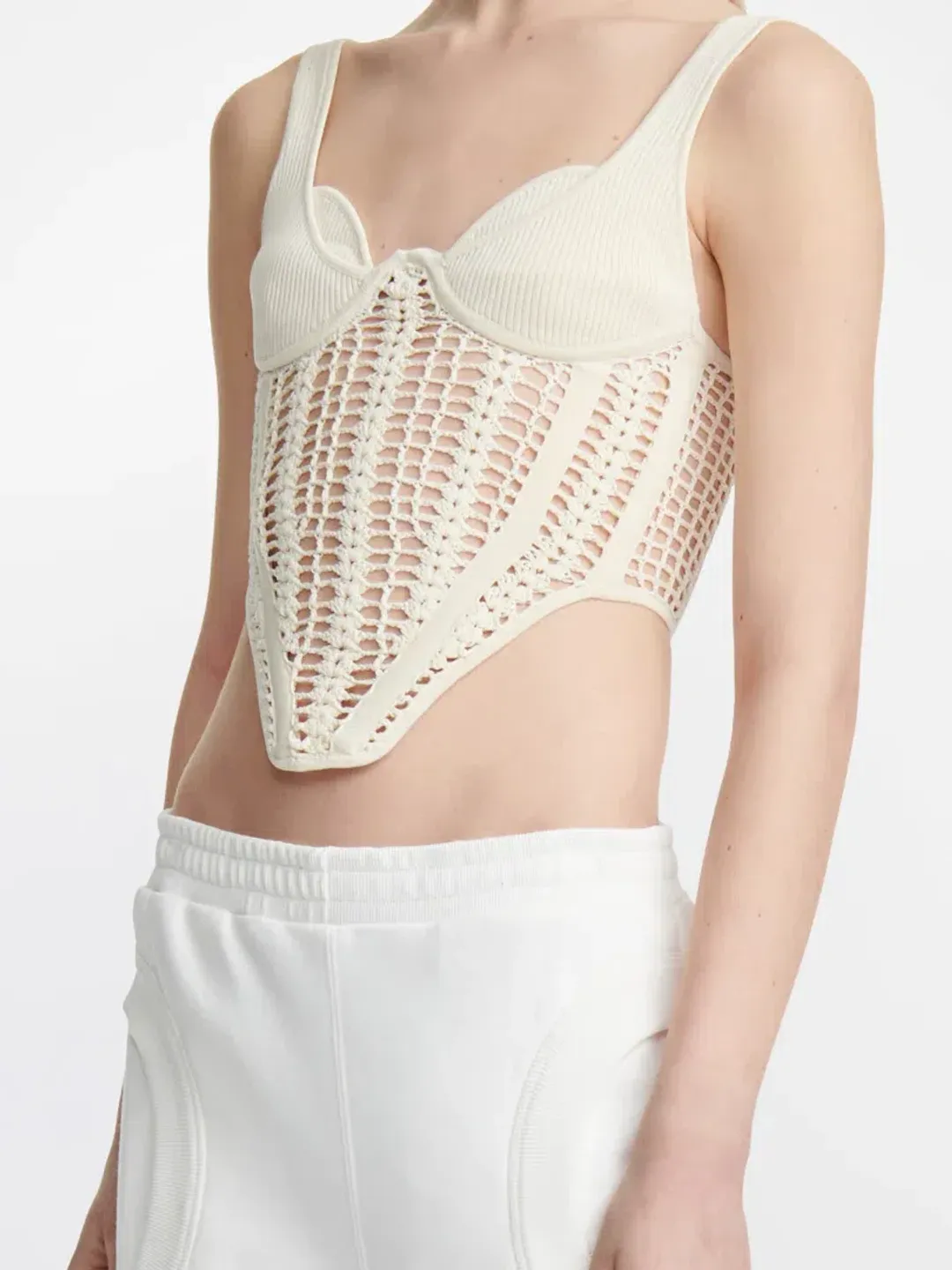 Dion Lee Crochet Corset in Bone Size 10 for rent on The Volte - main image