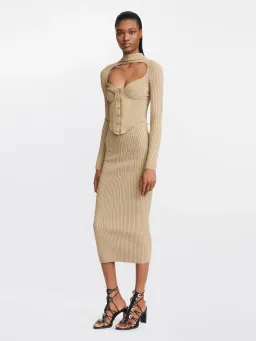 Dion Lee Stripe Rib Twist Dress Sahara Size 10 for rent on The Volte - image 1
