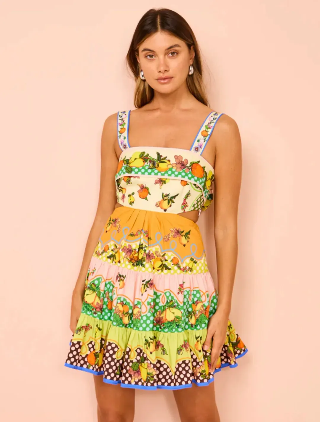 Alemais Lemonis Cut Out Mini Dress Print Size 10 for rent on The Volte - main image