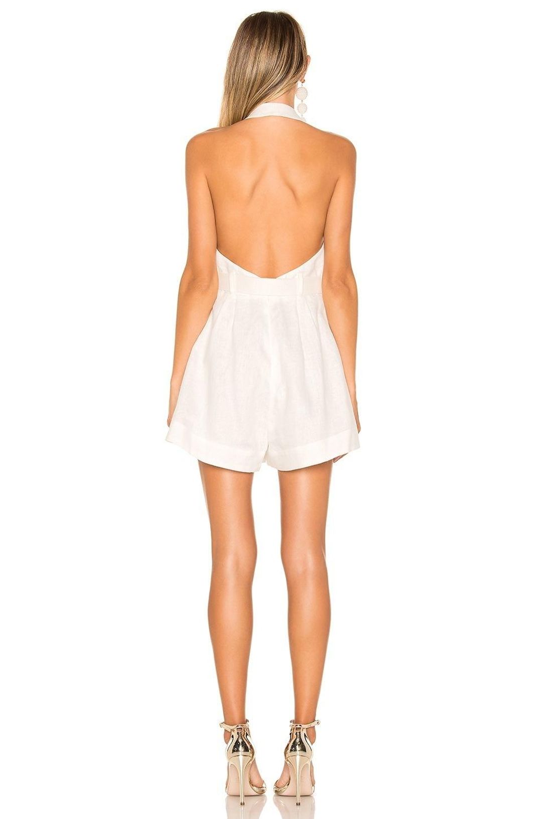 Zimmermann Primrose Halterneck Linen Playsuit Ivory Size 0 / AU 8 for rent on The Volte - main image