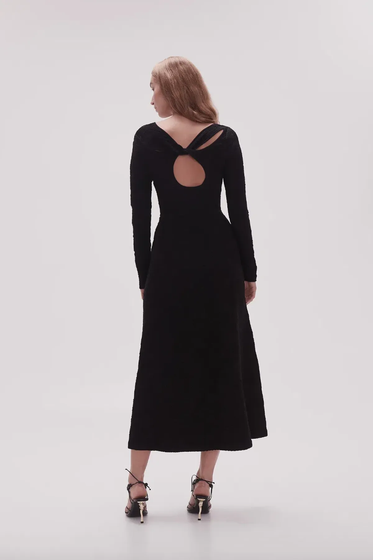 Aje Celeste Twist Knit Midi Dress Black Size M / AU 10 - Image 3