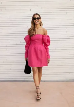 Aje Baret Sleeved Mini Dress Pink Size AU 10 for rent on The Volte - image 6