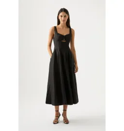 Aje Divinity Pearl Pin Midi Dress in Black Size AU 10 for rent on The Volte - image 1