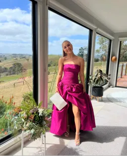 Aje Violette Bubble Hem Maxi Dress Deep Magenta Size AU 10 for rent on The Volte - image 5