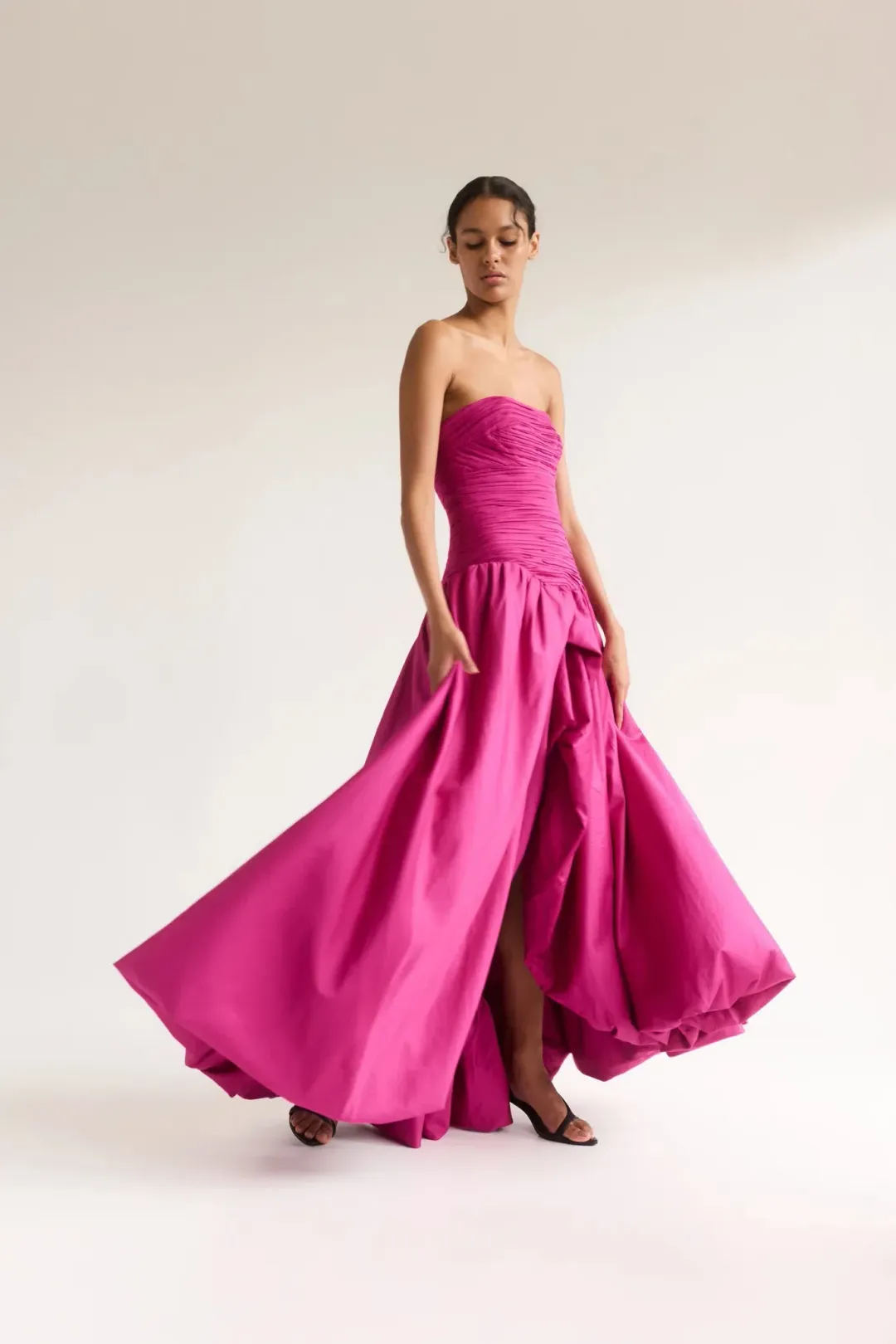 Aje Violette Bubble Hem Maxi Dress Deep Magenta Size AU 10 for rent on The Volte - main image