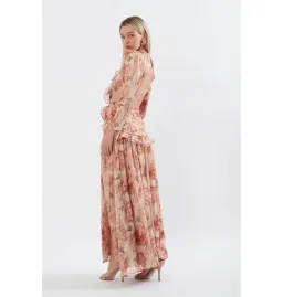 Sonya Moda Ruffle Cutout Maxi In Spiced Peonies Size AU 6 for rent on The Volte - image 3