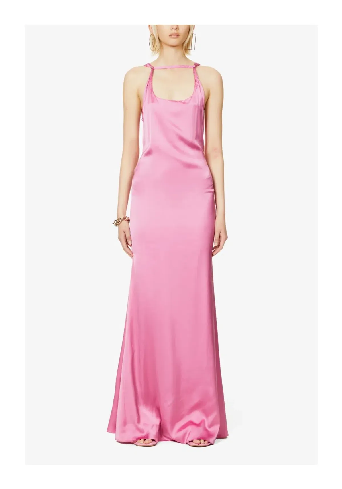 Jacquemus Mentalo Open-Back Satin Maxi Dress Pink Size 12 - Image 1