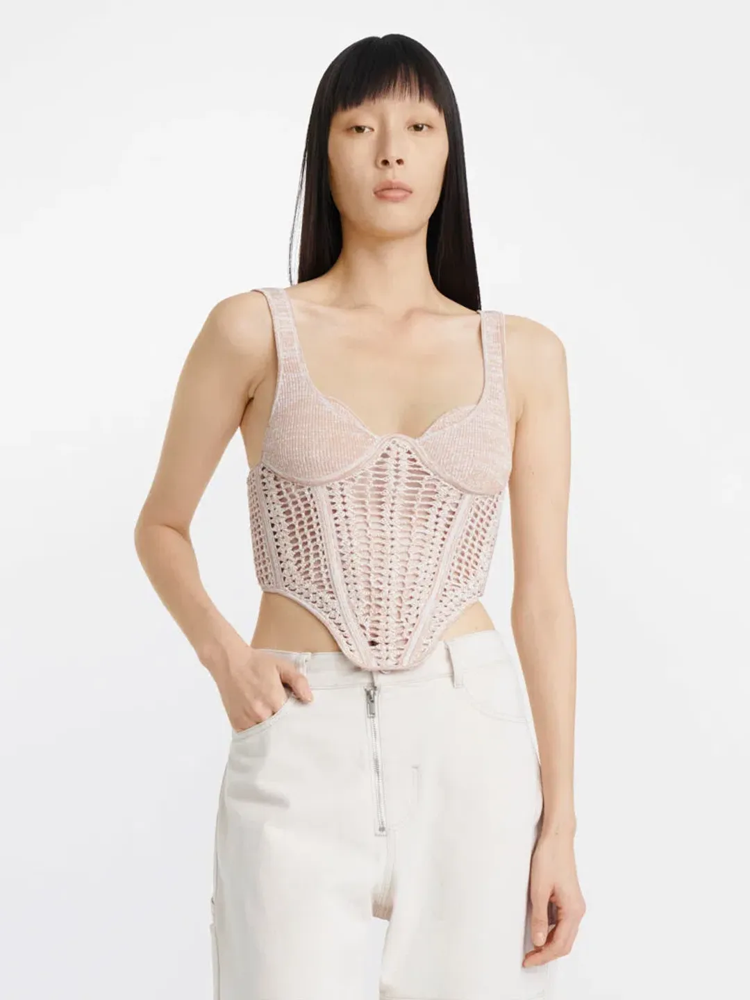 Dion Lee Cream Crochet Corset Cream Size XXS/ AU 4 for rent on The Volte - main image