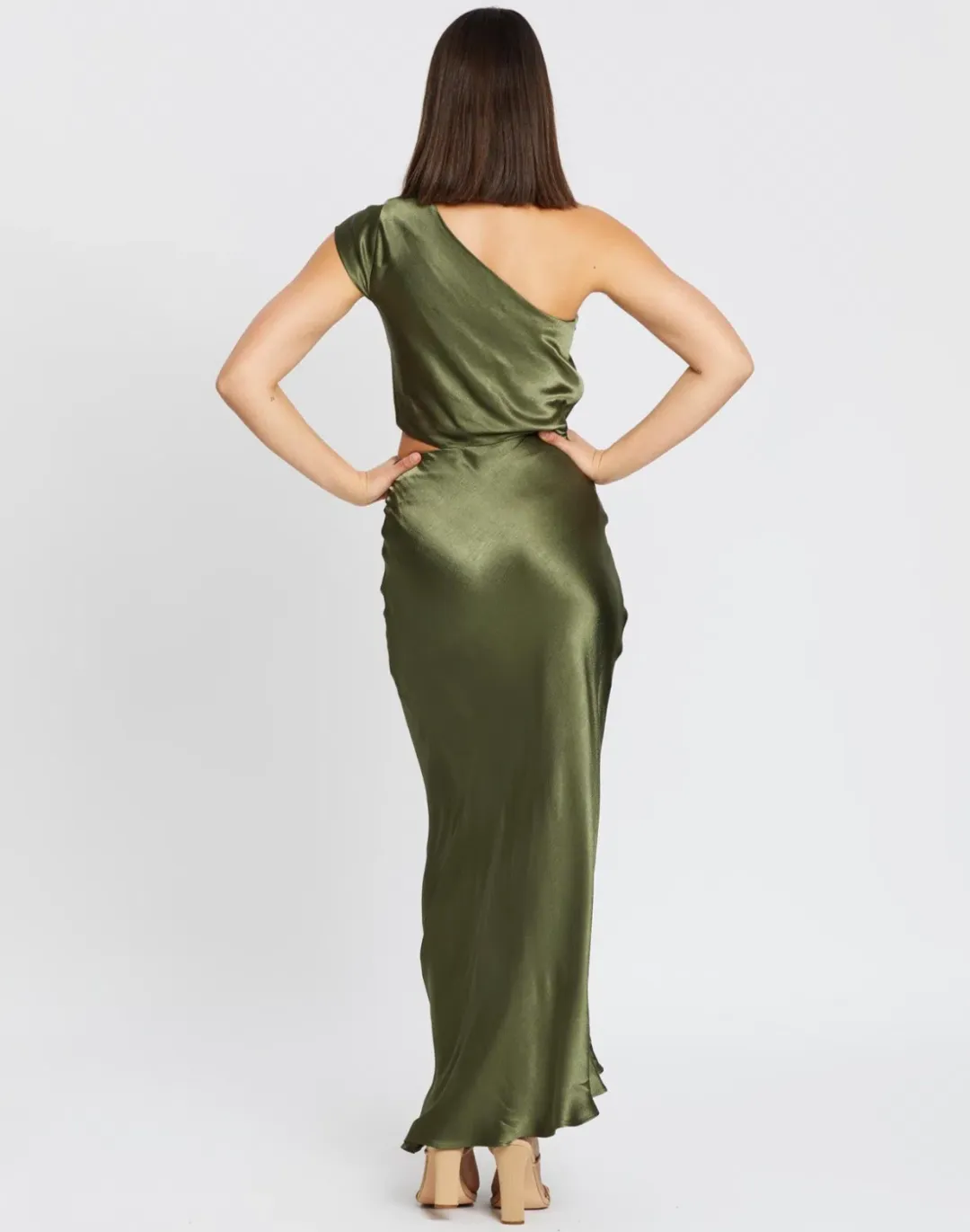Bec & Bridge Delphine Asym Midi Dress Green Size 8 for rent on The Volte - main image