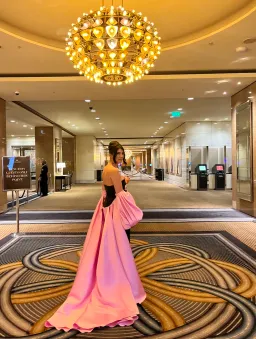 Solace London Pink Lea Puff Sleeve Maxi Dress Black Pink Size 10 for rent on The Volte - image 5