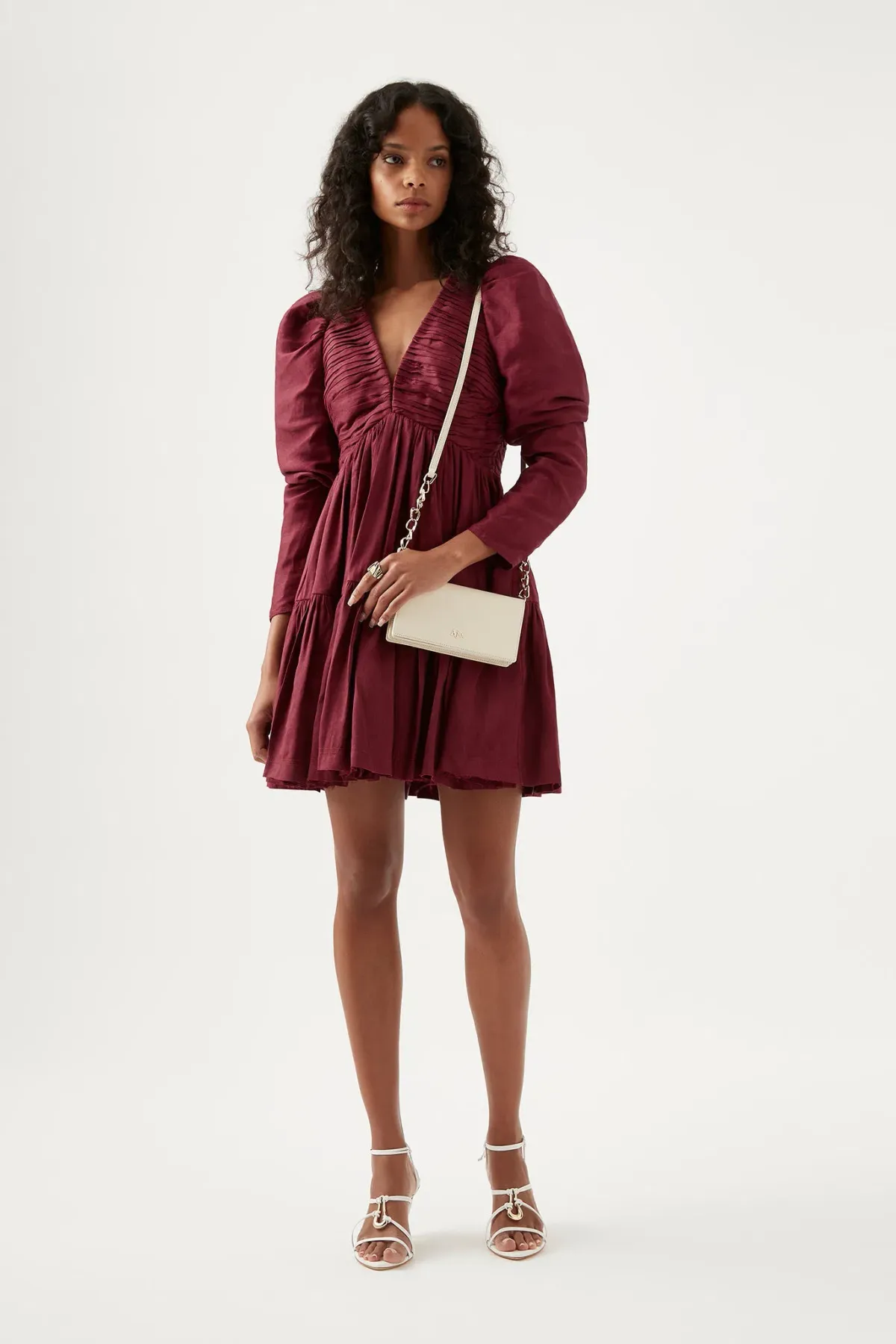 Aje Impasto Ruched Mini Dress Burgundy Size 8 - Image 1