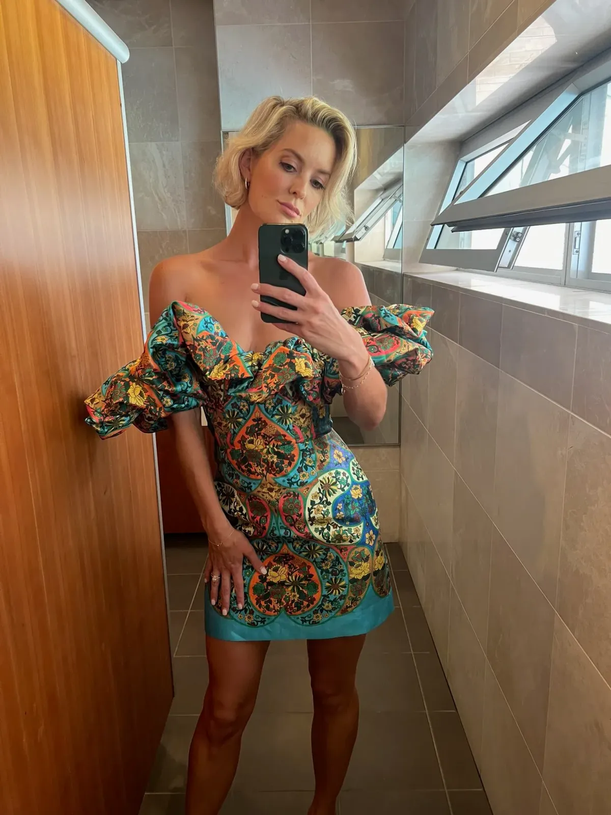 Alemais Sofie Off Shoulder Mini Dress Multi Floral Size AU 14 - Image 3