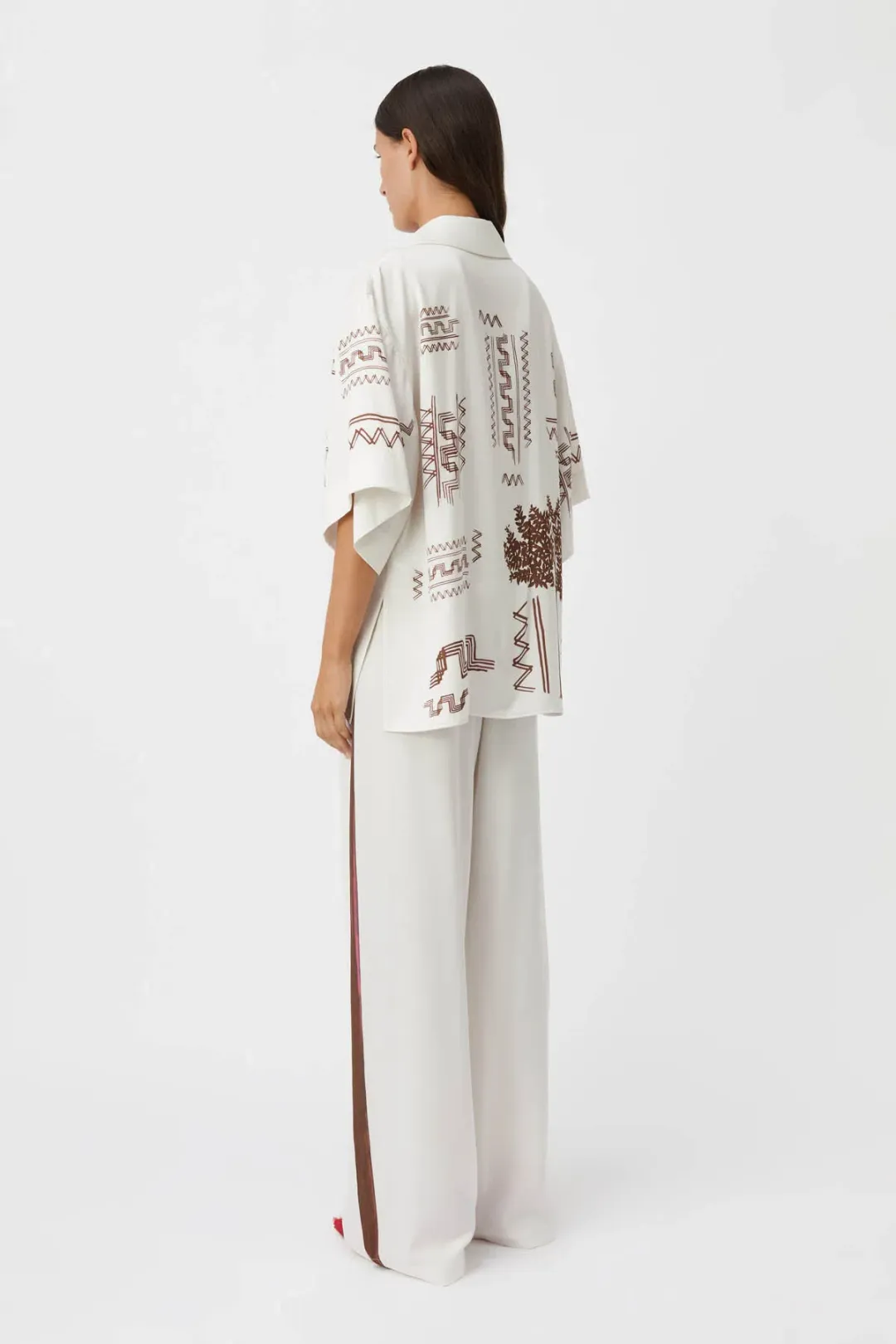 Camilla and Marc Cassia Short Sleeve Shirt and Pant Set in Oyster Grey Size 8 for rent on The Volte - main image