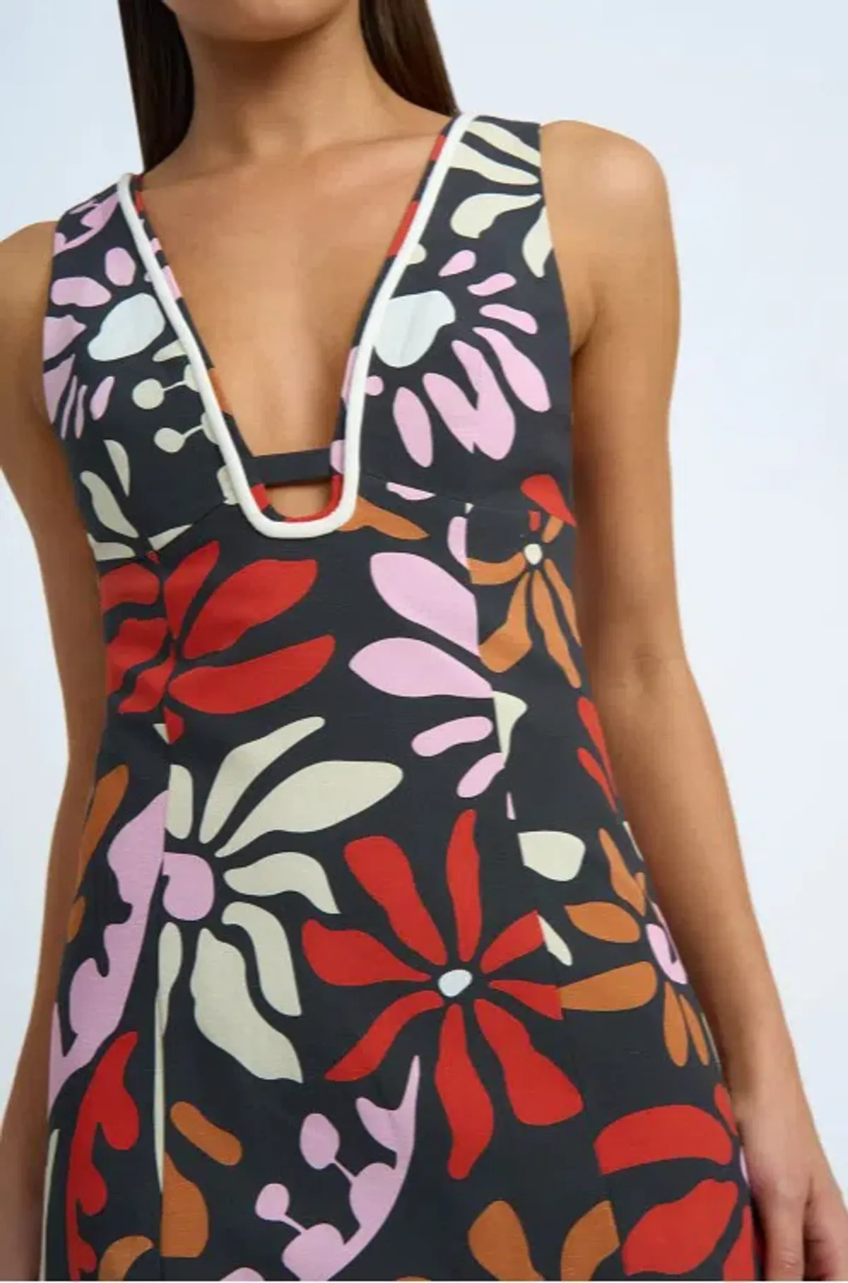 By Johnny Dandy Breeze V Front Mini Dress in Black Multi Size 12 - Image 2