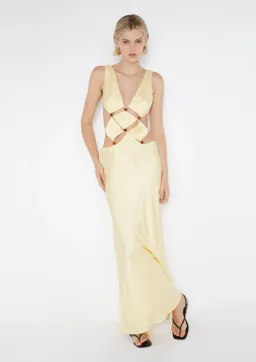 Bec & Bridge Agathe Diamond Dress Butter Yellow Size 8 for rent on The Volte - image 1