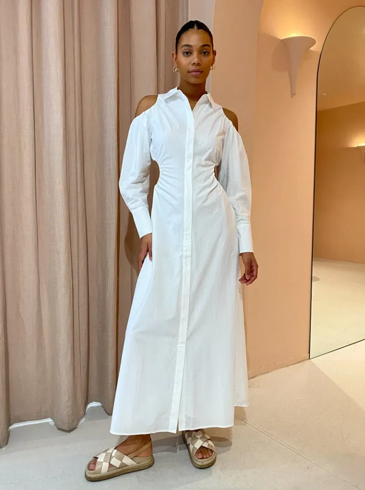 Sir the Label Mason Cut Out Shirt Dress in White Size 2 / AU 10 - Image 1