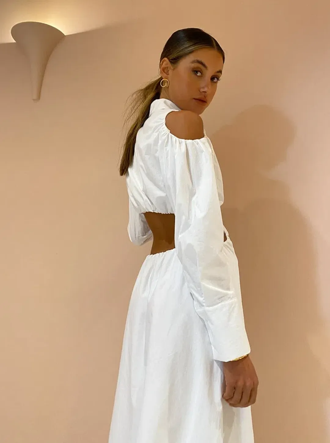 Sir the Label Mason Cut Out Shirt Dress in White Size 2 / AU 10 for rent on The Volte - main image
