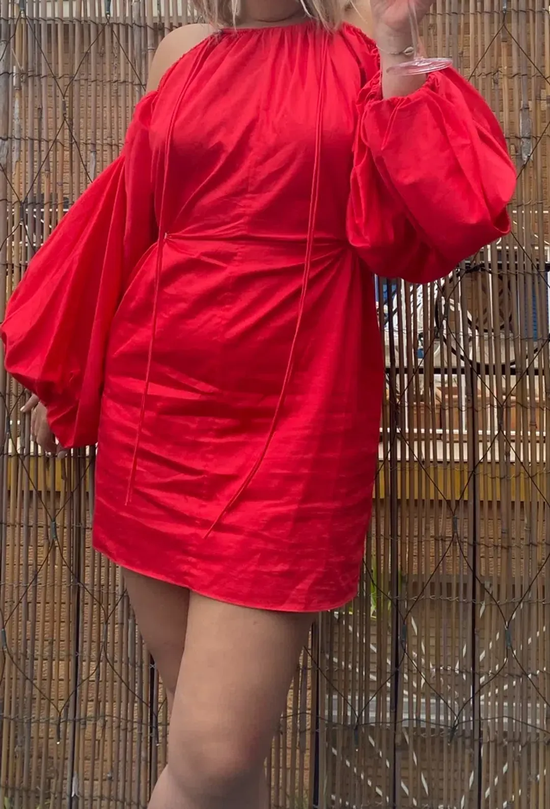 Camilla and Marc Parker Puff Sleeve Mini Dress Red Size 10 for rent on The Volte - main image