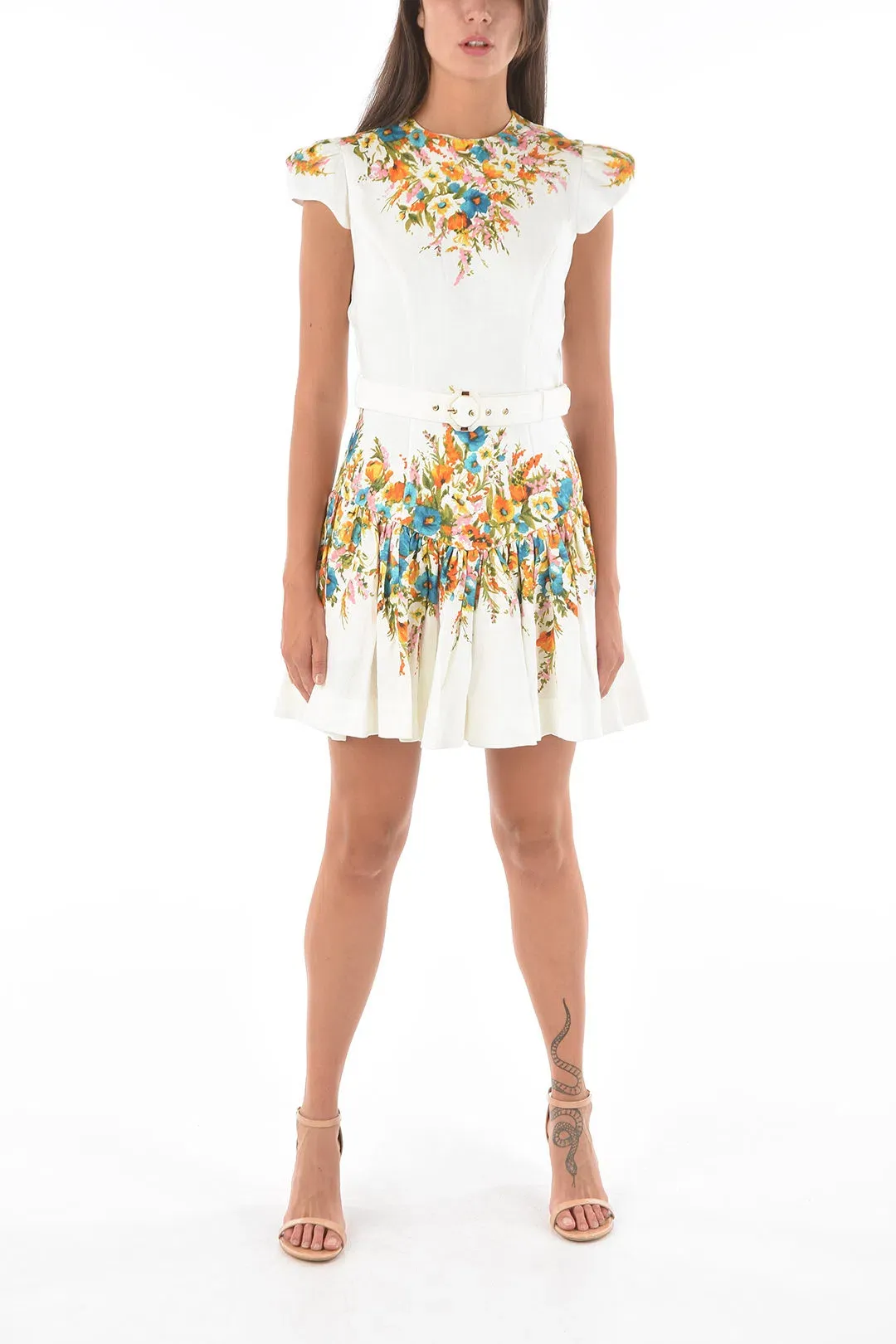 Zimmermann Estelle Tie Backless Mini Dress Cream Floral Size 3 / AU 14 for rent on The Volte - main image