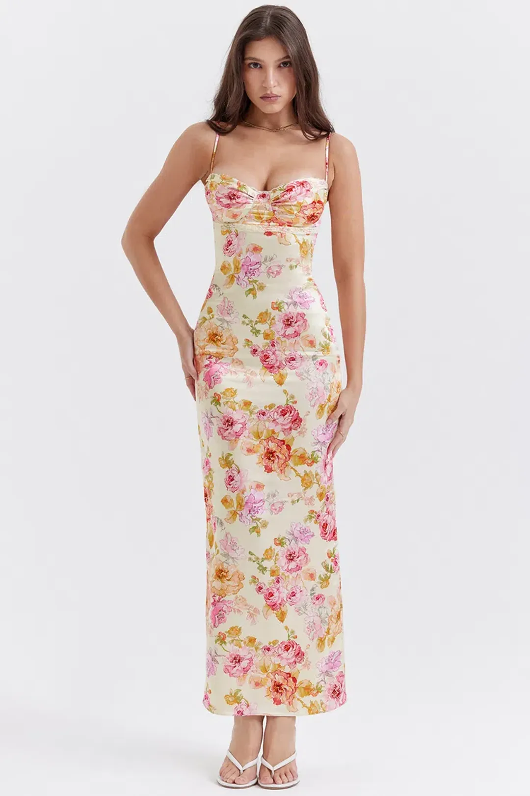 House of Cb Josefina Maxi Dress Ivory Floral Size S / AU 8 for rent on The Volte - main image