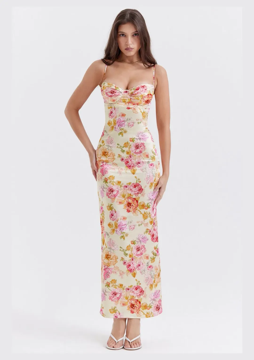 House of Cb Josefina Maxi Dress Ivory Floral Size S / AU 8 for rent on The Volte - main image