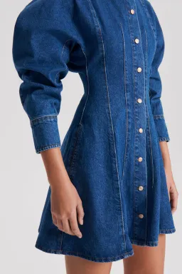 Scanlan Theodore Denim Cocoon Sleeve Mini Dress Blue Size 10 for rent on The Volte - image 4