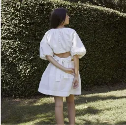 Aje Mimosa Cut Out Mini Dress Ivory Size 12 for rent on The Volte - image 4