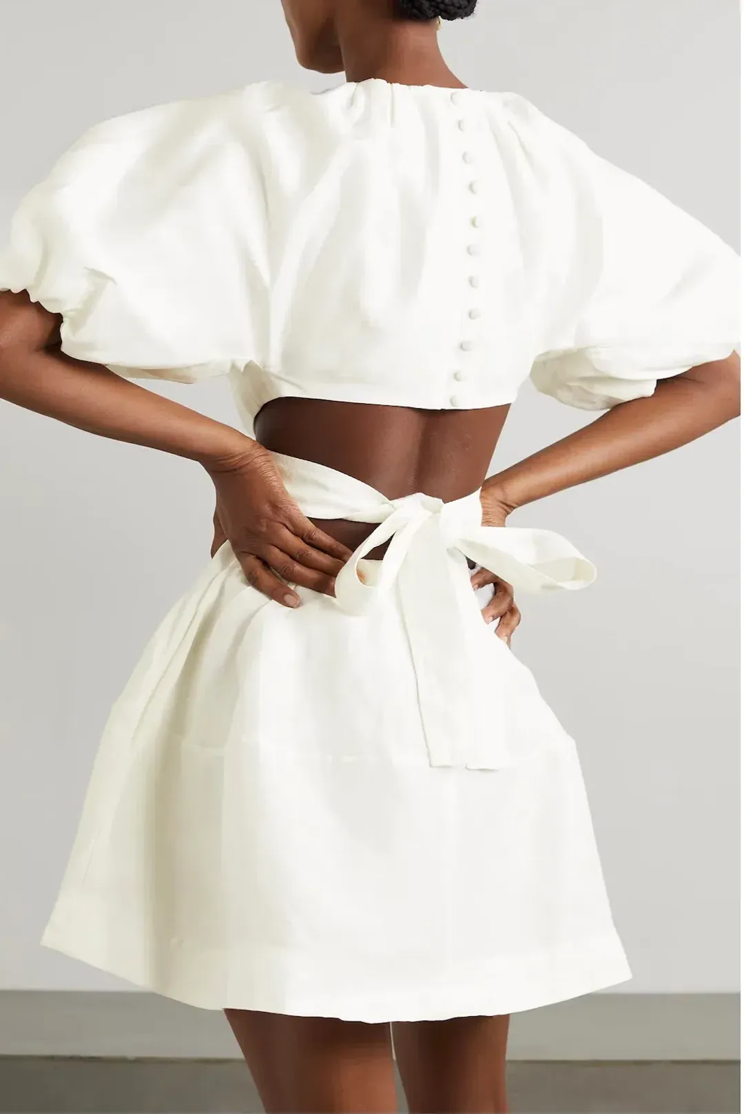 Aje Mimosa Cut Out Mini Dress Ivory Size 12 for rent on The Volte - main image