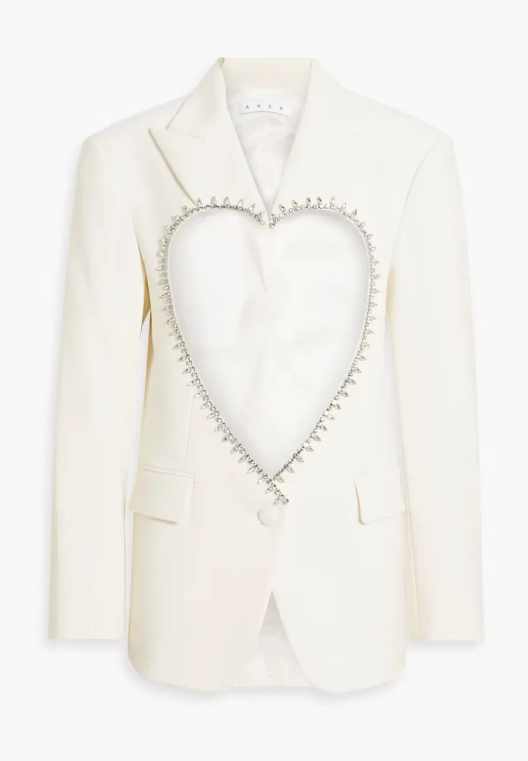 Area NYC Cutout Crystal-embellished Wool-blend Blazer White Size 8 for rent on The Volte - main image