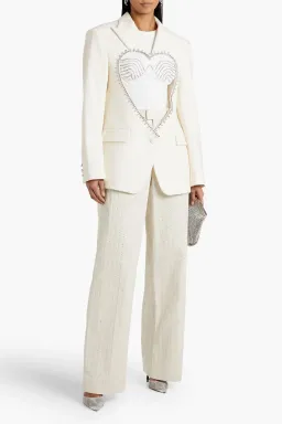 Area NYC Cutout Crystal-embellished Wool-blend Blazer White Size 8 for rent on The Volte - image 1