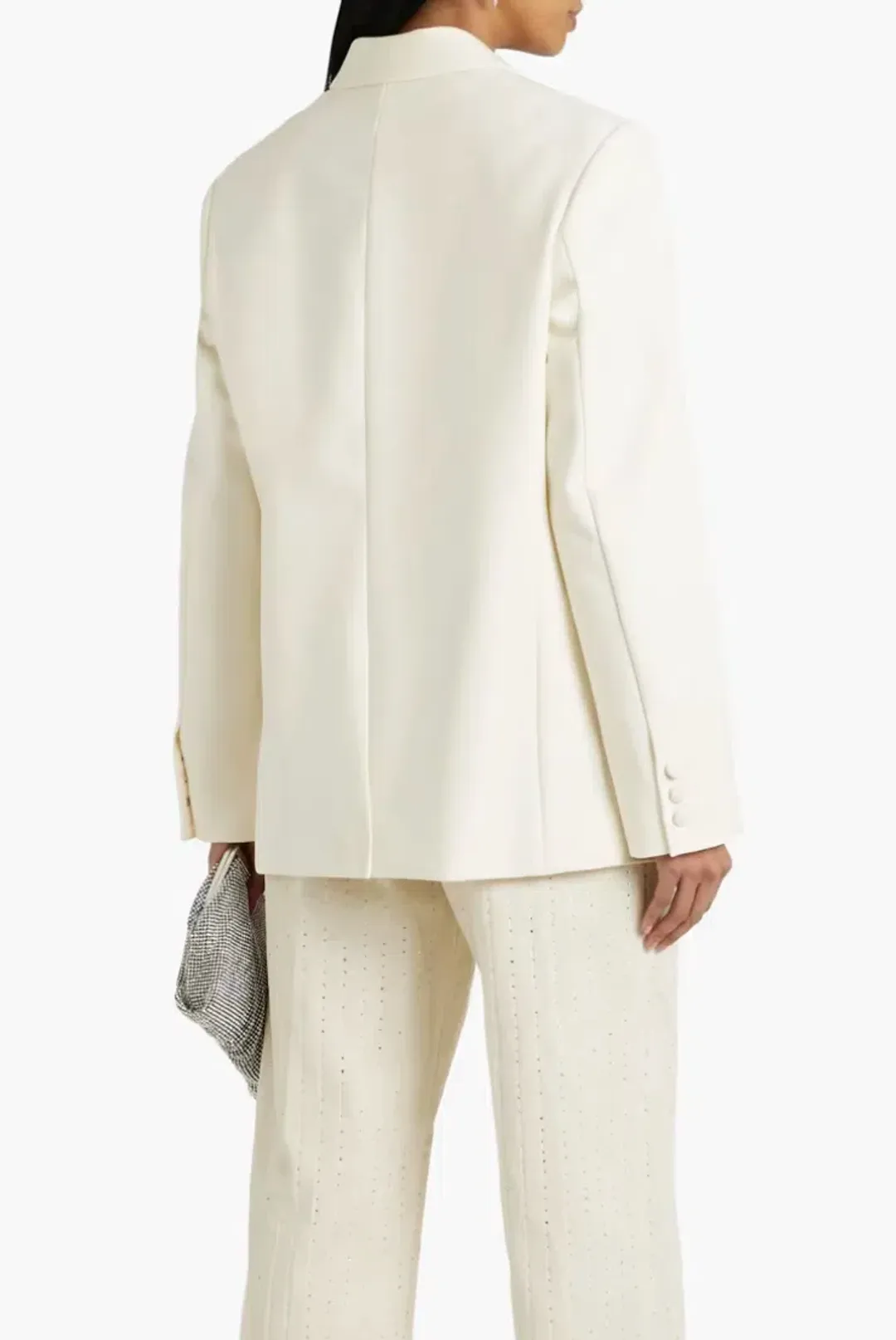 Area NYC Cutout Crystal-embellished Wool-blend Blazer White Size 8 for rent on The Volte - main image