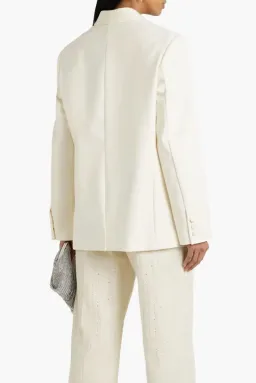 Area NYC Cutout Crystal-embellished Wool-blend Blazer White Size 8 for rent on The Volte - image 3