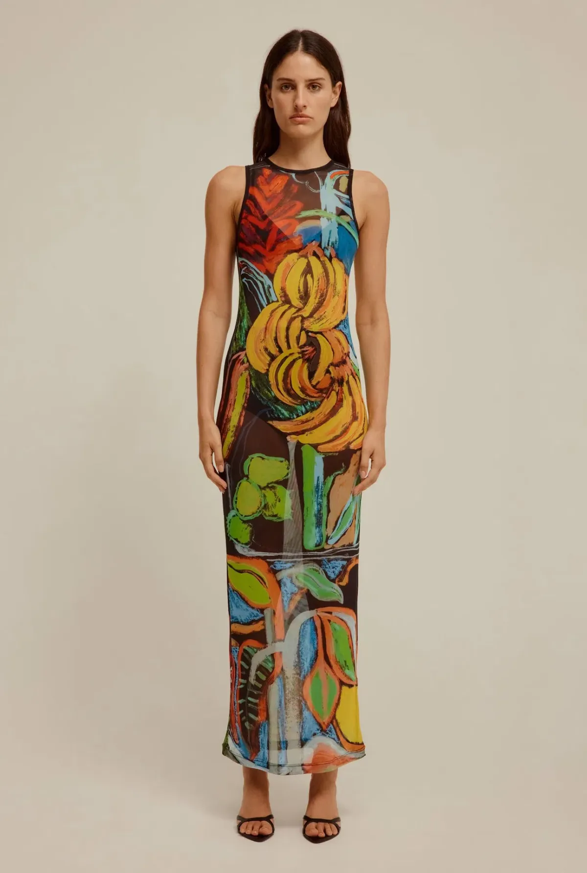 Venroy Mesh Tank Dress Jamaica Scene Print Size 12 - Image 1