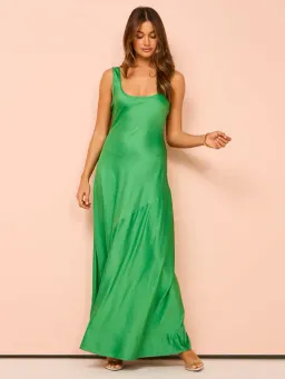 By Nicola Beneath The Stars Bias Cut Slip Dress In Verde Size 14 for rent on The Volte - image 1