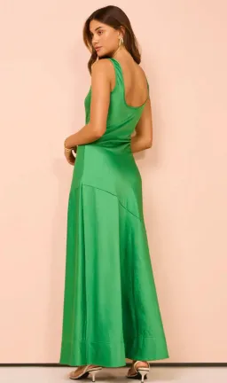 By Nicola Beneath The Stars Bias Cut Slip Dress In Verde Size 14 for rent on The Volte - image 3